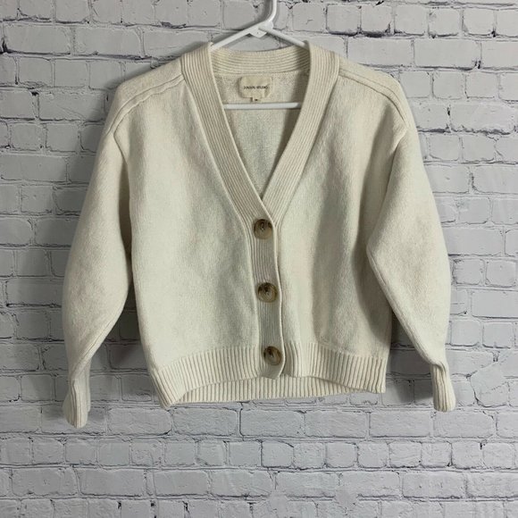 Loulou Studio Zanzibar Wool Cashmere Cardigan Cropped Ivory Sweater Size XS - Picture 3 of 7